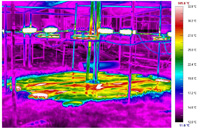 Picture Thermal image of a test-plot warmed by infrared heaters.©H. De Boeck